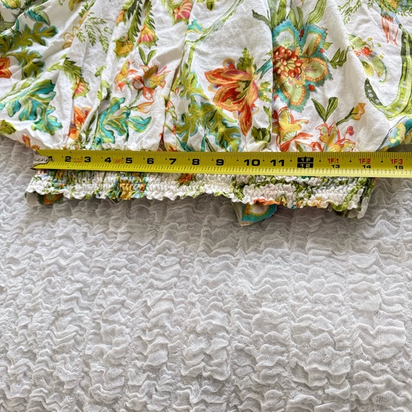 RACHEL Rachel Roy Tropical Floral Linen Blend Tie Front Blouse Puff Sleeve L - Picture 10 of 15